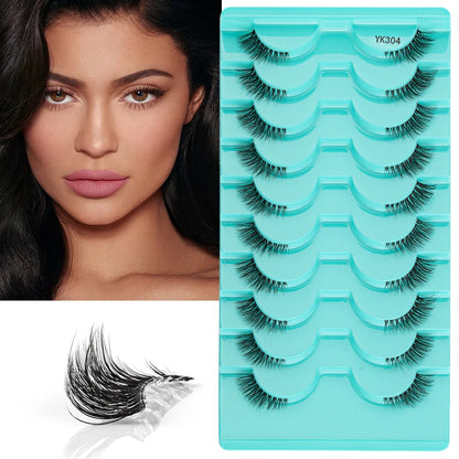 YSDO 3/10 Pairs Cat Eye Lash Wispy Half Lashes Natural False Eyelashes Extensions Fluffy Volume 3D Mink Lashes Makeup Faux Cils