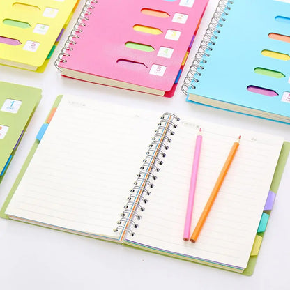 Student Notebook Premium A5/b5 Spiral Notebook with Dividers Thickened Pages for Smooth Writing 5 Subject Coil Ring Office