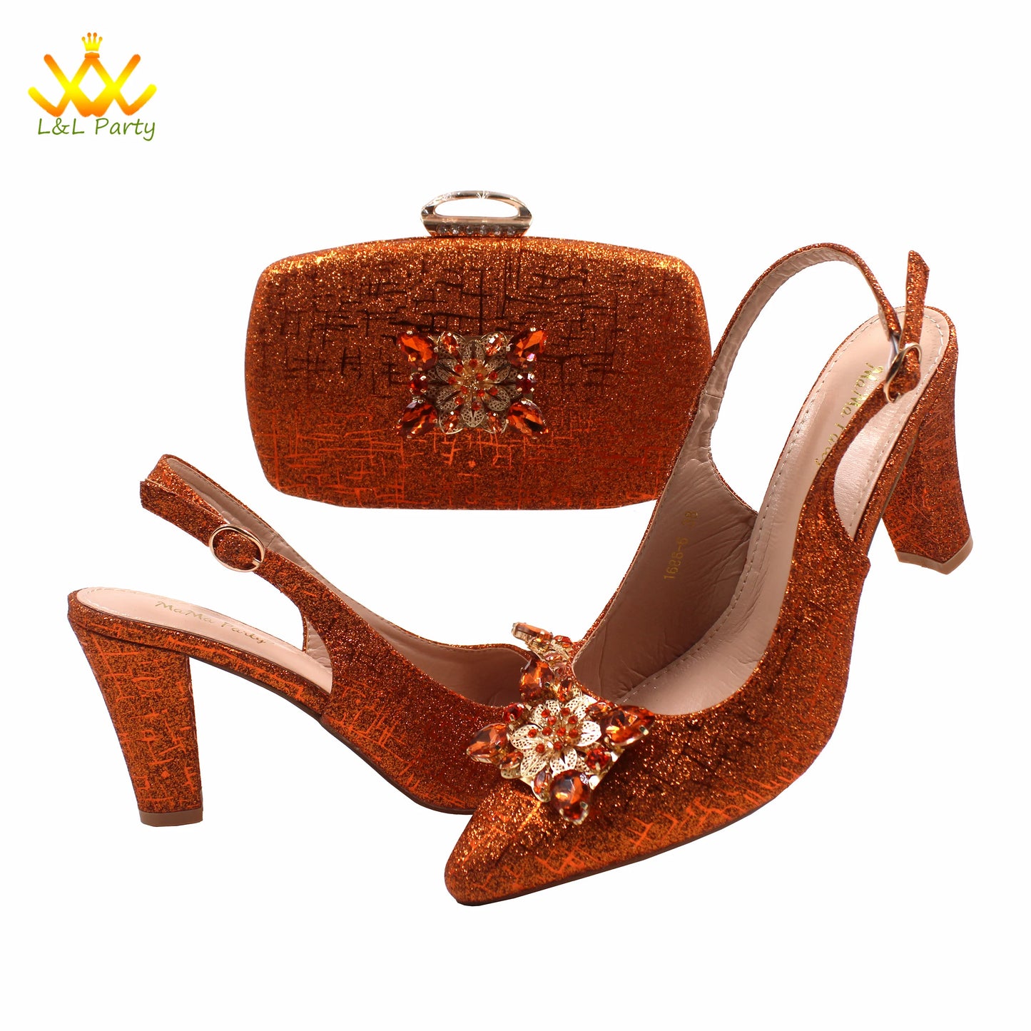 Champagne Color High Quality Women Pointed Toe Shoes Matching Bag Set for Nigerian Ladies Wedding Party