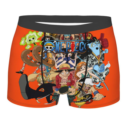 Best One Collage Collection Poster Man's Boxer Briefs Luffy Highly Breathable Underpants Top Quality Print Shorts Birthday Gifts