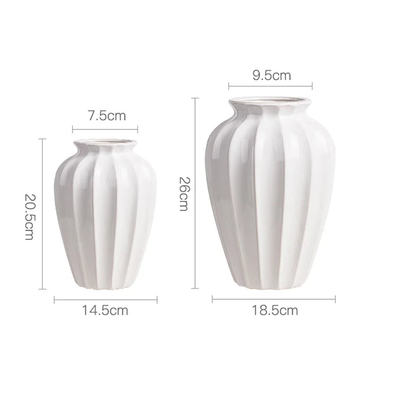 White Ceramic Hydroponic Vase, European Style, Light Luxury, Creative Flower Arrangement, Living Room, Table Decoration