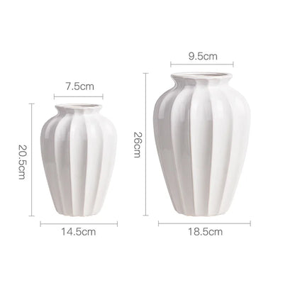 White Ceramic Hydroponic Vase, European Style, Light Luxury, Creative Flower Arrangement, Living Room, Table Decoration