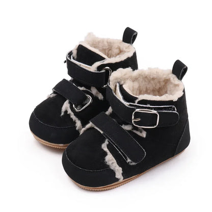 Winter Baby Shoes Boys Girls High-top Snow Boots Warm Plush Infant Toddler First Walkers 0-18 Months