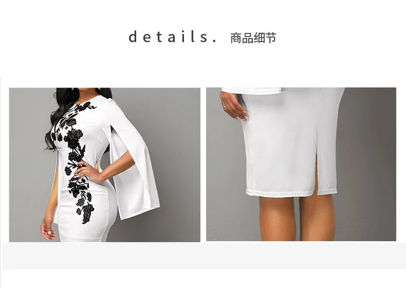 Elegant Evening Women's Dress: Long Sleeve Party Dress Office Lady Fashion Outfit Slim O-Neck Design for Temperament Slimming