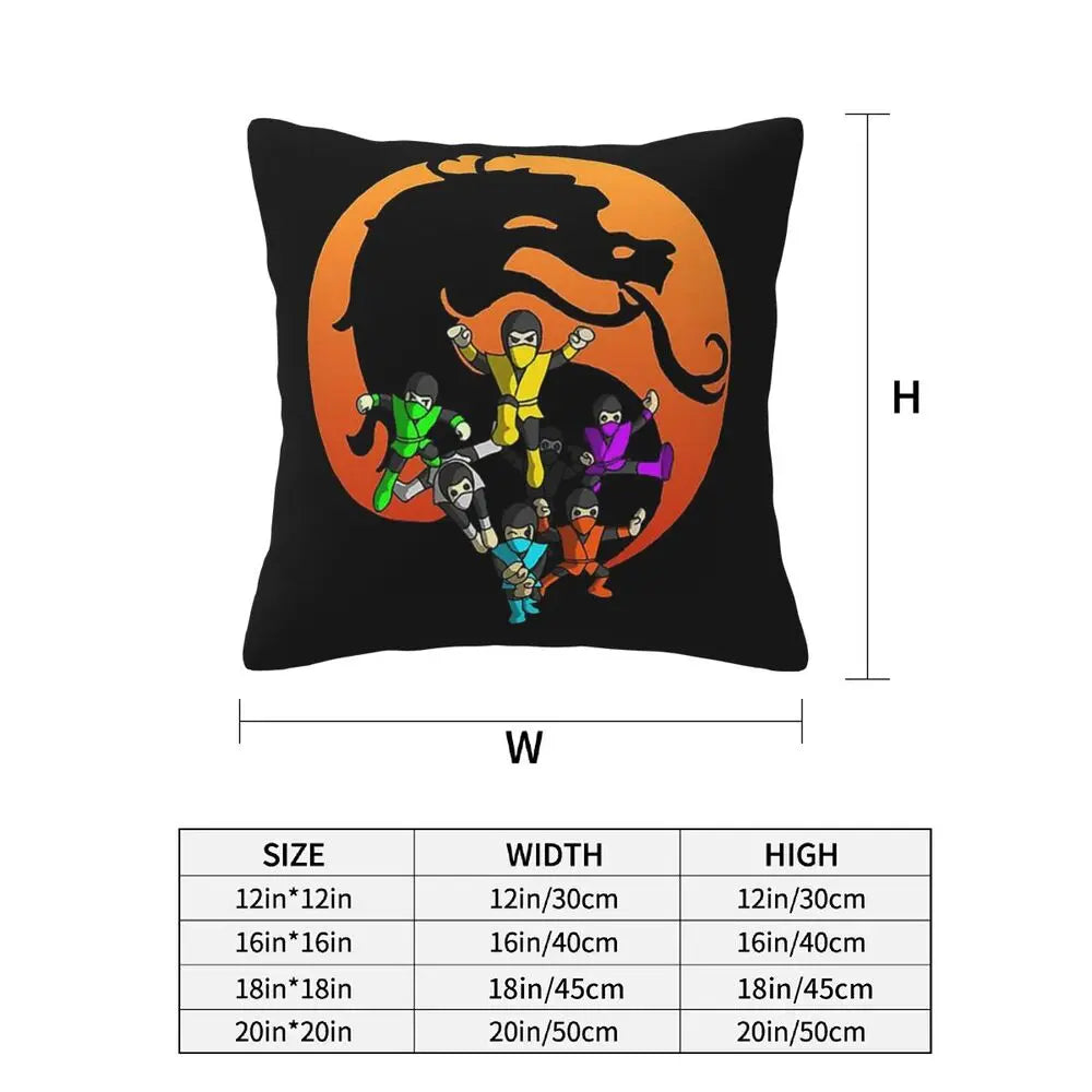 Mortal Kombat Logo 2 pcs Square Pillowcase Pillow Cover Cushion Decor Comfort Throw Pillow for Home Living Room