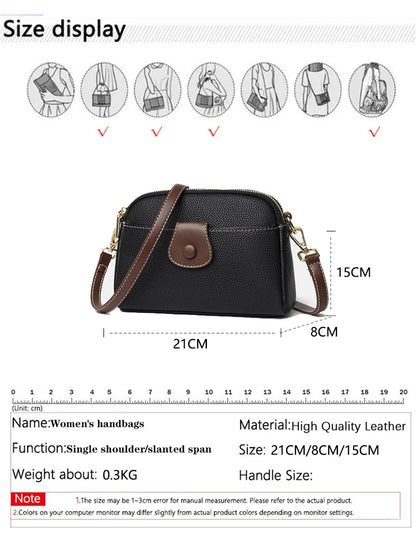 Luxury Designer Messenger Bag High Quality Genuine Leather Women's Solid Color Shoulder Bag Button decoration Cross Body Package