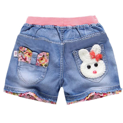 Kid 2025 Summer Denim s For Fashion Girl Princess Jeans Children Pants Shorts Flower Girls Clothing