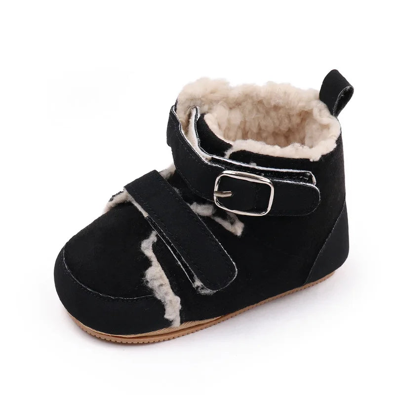 Winter Baby Shoes Boys Girls High-top Snow Boots Warm Plush Infant Toddler First Walkers 0-18 Months