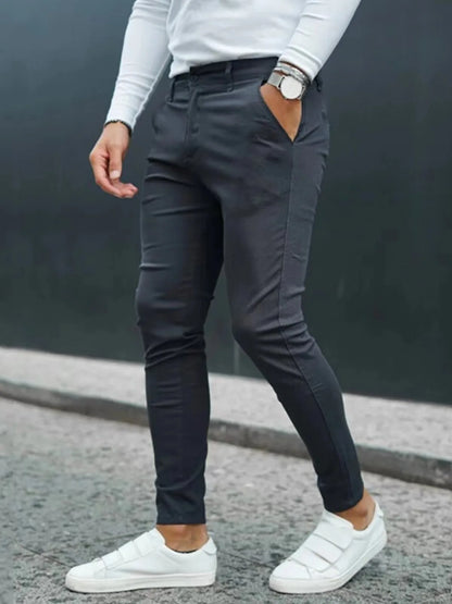 New Trend European and American Slim Fit Men's Business Casual Pants Long Pants 3D Plaid Men's Pants Large