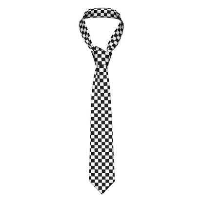 Black And White Checkerboard Pattern Ties Men Formal Silk Geometric Tartan Necktie for Office