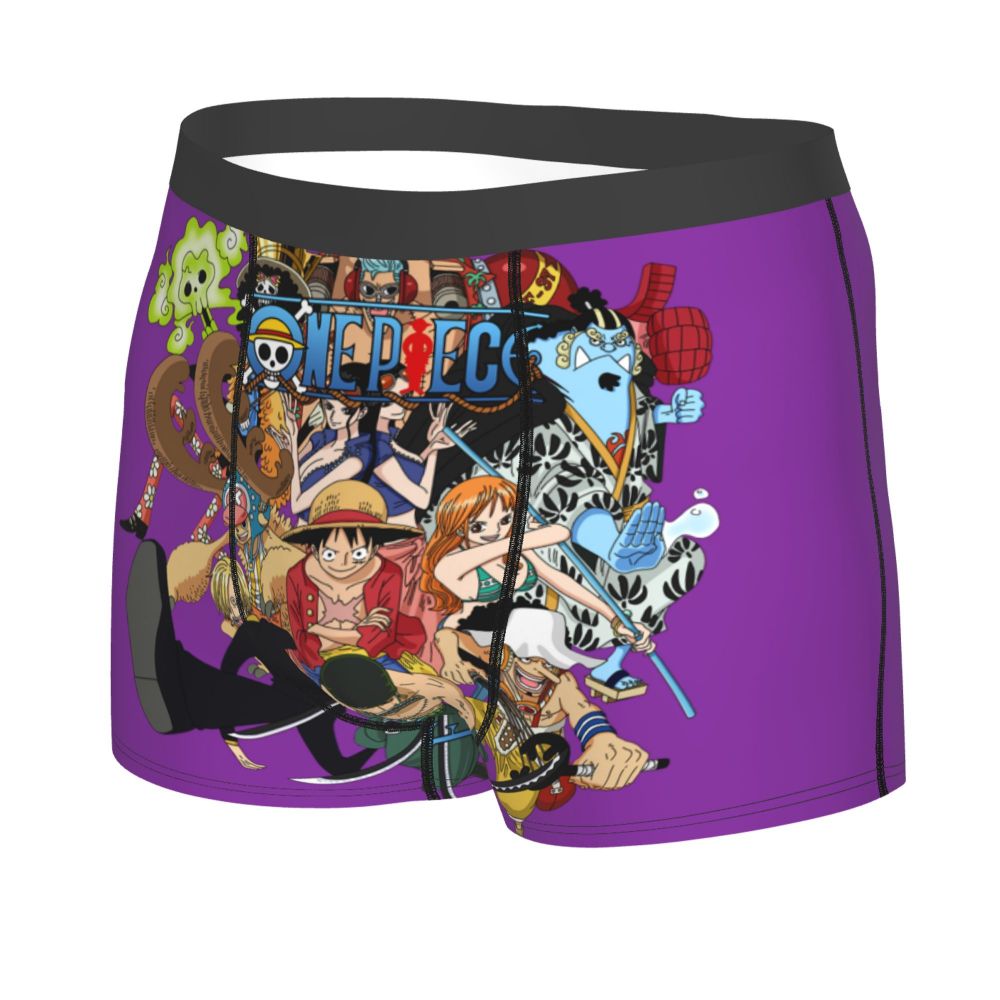 Best One Collage Collection Poster Man's Boxer Briefs Luffy Highly Breathable Underpants Top Quality Print Shorts Birthday Gifts