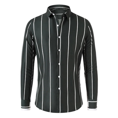 New Fashion Men's Striped Shirt Business Casual Long Sleeve Shirt Korean Style Slim Men's Shirt