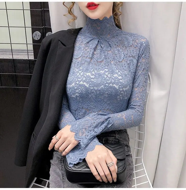 Autumn and Winter Velvet Turtleneck Bottoming Shirt Women's Thickened  Long-sleeved T-shirt Sexy Shirring Top T745