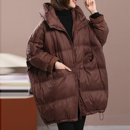 2023 New Winter Women's White Duck Down Loose Jacket Hooded Women's Thick Warm Coat Casual Large Panel Coat Women Jacket