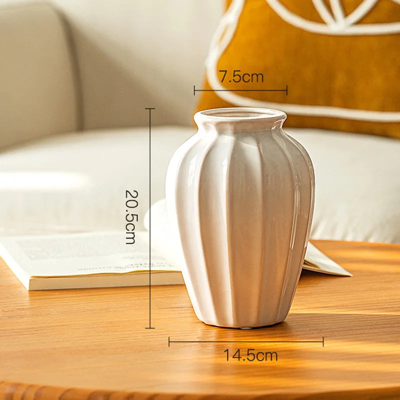 White Ceramic Hydroponic Vase, European Style, Light Luxury, Creative Flower Arrangement, Living Room, Table Decoration