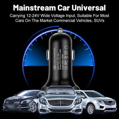 4 Ports USB 3.0 Car Charger 66W Fast Charging Quick Charge Car Mobile Phone Charger Adapter For iPhone 14 13 mi