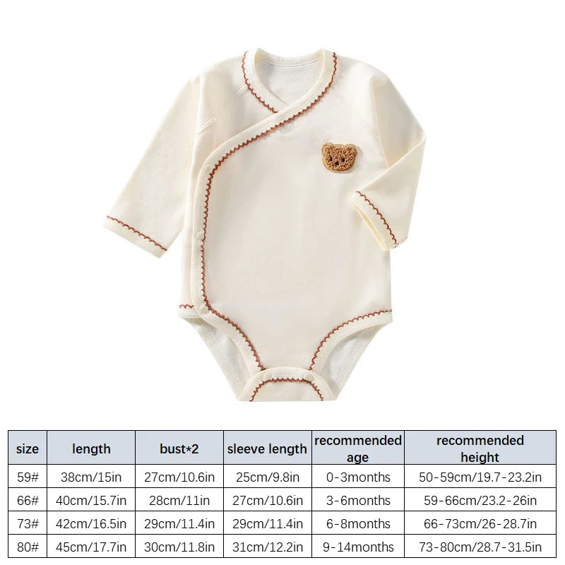 Korean Baby Romper+Beanie Set Cute Bear Infant Long Sleeve Jumpsuit Pure Cotton Newborn Onesie Clothes Toddler Triangle Bodysuit