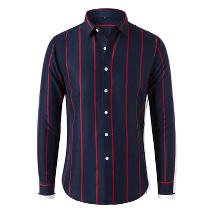 New Fashion Men's Striped Shirt Business Casual Long Sleeve Shirt Korean Style Slim Men's Shirt