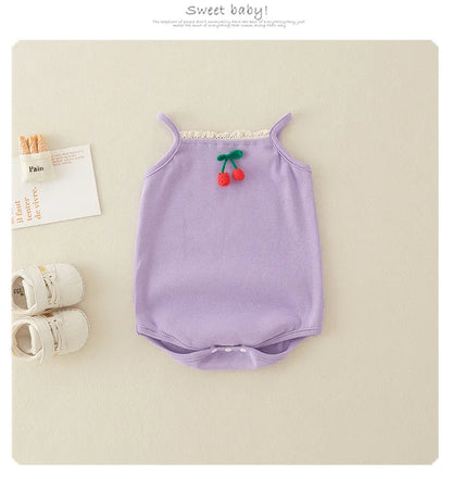 Baby Summer Clothes Newborn Girl Romper Full Moon Daytime Strap Jumpsuit Summer Thin Onesie