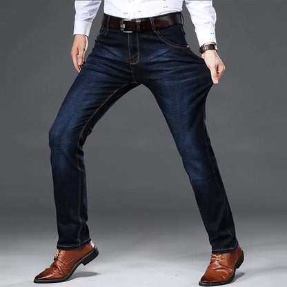 Spring and Autumn New Classic Men's Large Size Jeans Fashion Business Casual Stretch Slim Black Blue Men's Brand Pants