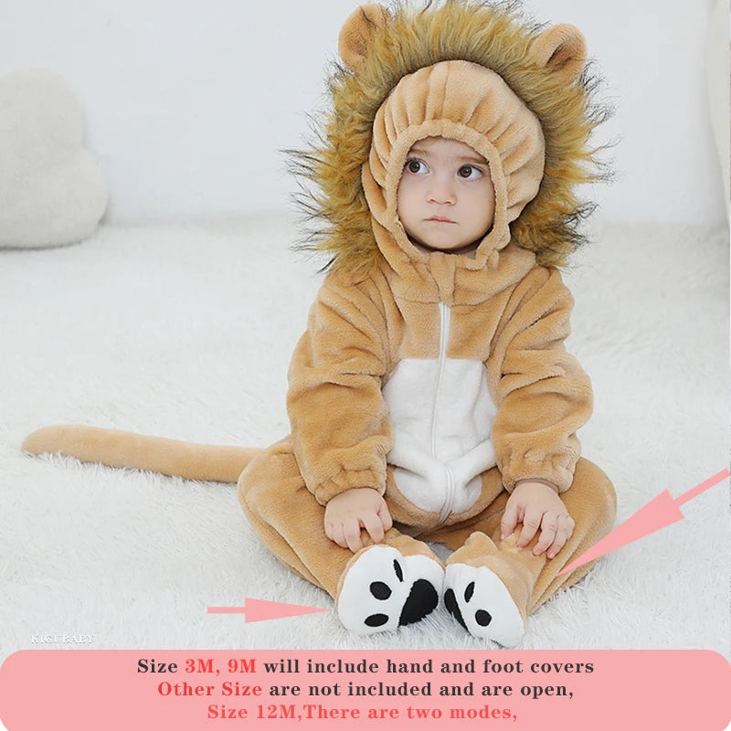 Anime Bear Baby Girl Boy Clothes Romper Lovely Infant Baby Onesie Bodysuit Newborn Zipper Hooded Flannel Cosplay Jumpsuits