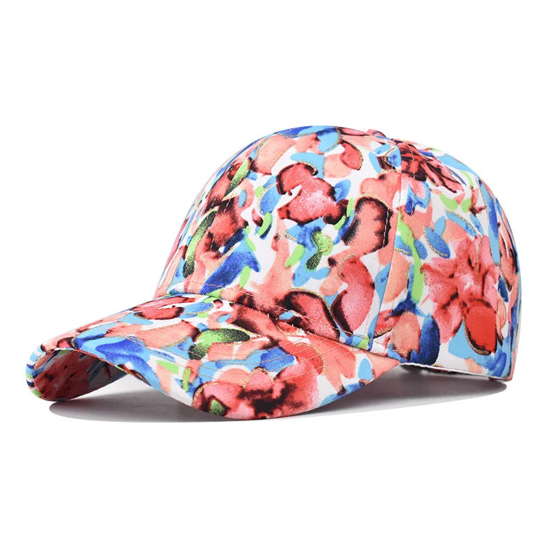 New Print Flower Baseball Caps for Men and Women Summer Sun Hat Visor Cap Adjustable Bonne Hats Gorras