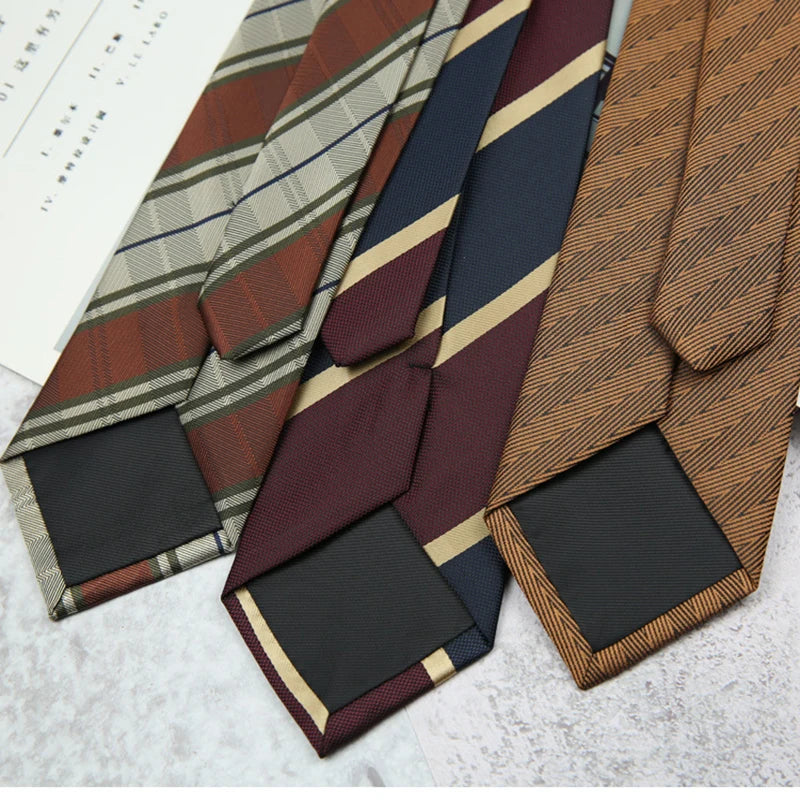 New Trendy Striped Neckties For Men Formal Silk Tie Polyester Jacquard Skinny Neck Tie Wedding Corbata 8cm Gravata Luxury Ties