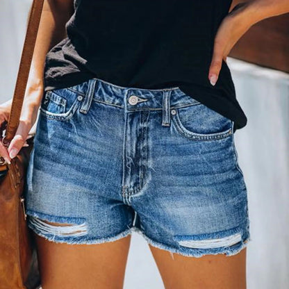 High Waist Slim Hole Shorts Pants