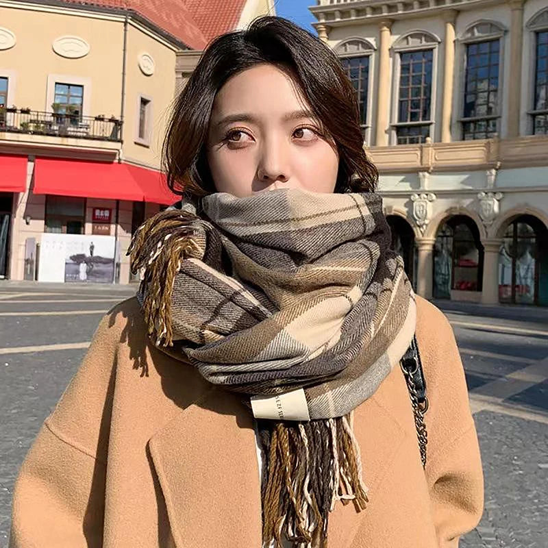 New Fashion Winter Plaid Scarf Female Autumn And Winter Everything New Casual Classic Imitation Cashmere Plaid