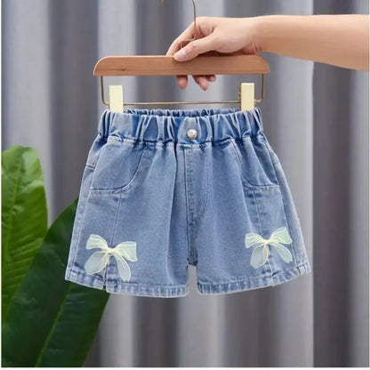 Kid 2025 Summer Denim s For Fashion Girl Princess Jeans Children Pants Shorts Flower Girls Clothing