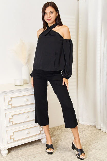 Cold Shoulder Long Sleeve Blouse